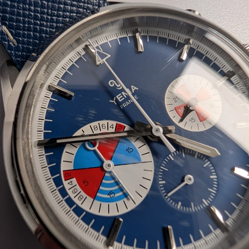 Yema Yachtingraf Croisière Meca-Quartz Chronograph w/Blue Leather Strap - Picture 5 of 8